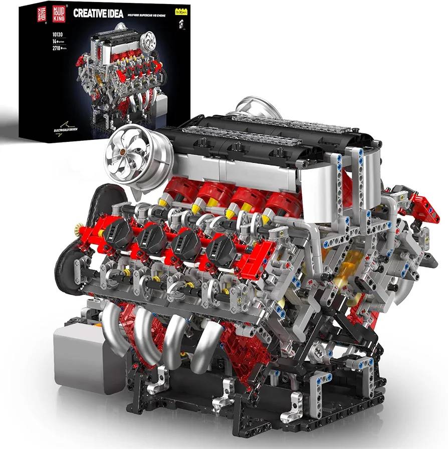 لگو موتور ماشین V8 f488 کد ۱۰۱۳۰ تعداد قطعات ۲۷۱۸ مولد کینگ