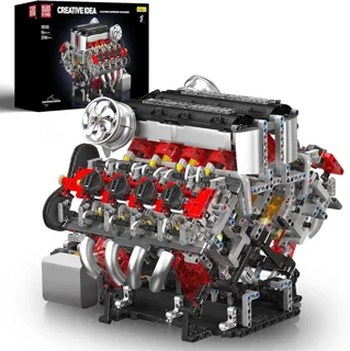 لگو موتور ماشین V8 f488 کد ۱۰۱۳۰ تعداد قطعات ۲۷۱۸ مولد کینگ