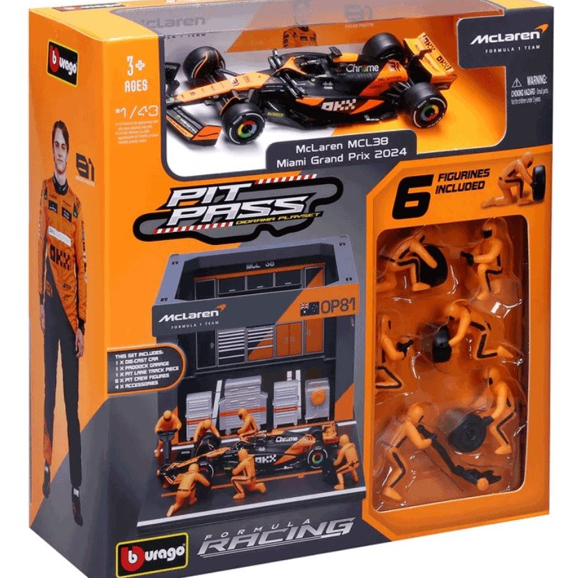 ماکت فرمول وان مک لارن FORMULA RACING مقیاس 1/43 به همراه ماشین و 6 عدد فیگور